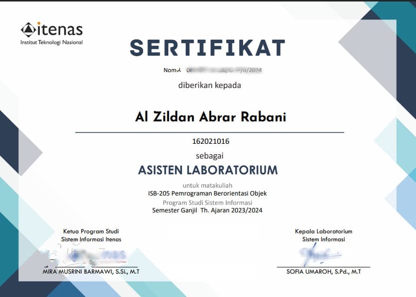 Laboratory Assistant for Object-Oriented Programming Course - Sept 2023 - Feb 2024 - Experience at Professional Role